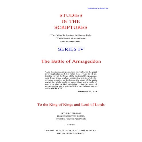 The Battle Of Armageddon | PDF