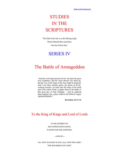 The Battle Of Armageddon | PDF