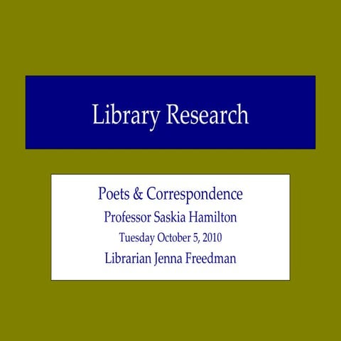 Poets & Correspondence library research guide