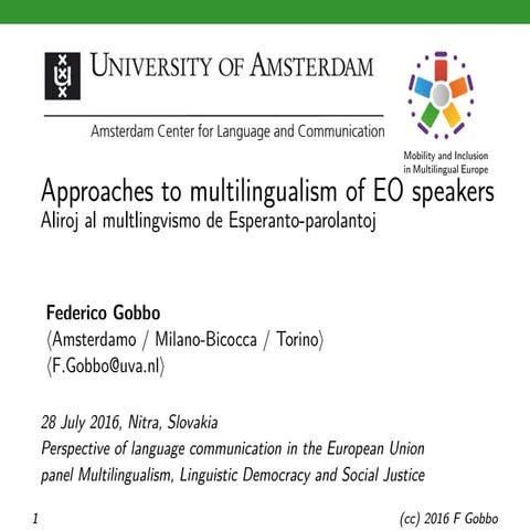 Approaches to multilingualism of Esperanto speakers