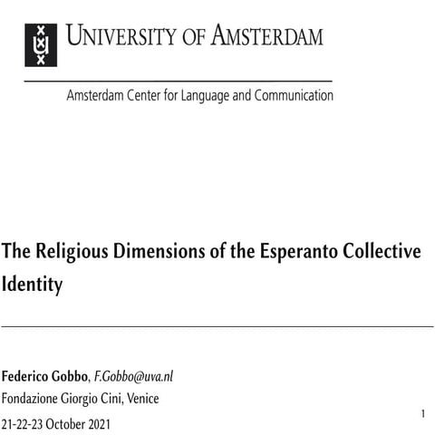 The Religious Dimensions of the Esperanto Collective Identity