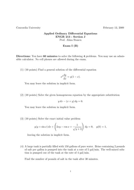 Engr 213 midterm 1b 2009
