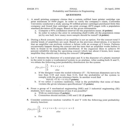 Engr 371 final exam april 2006
