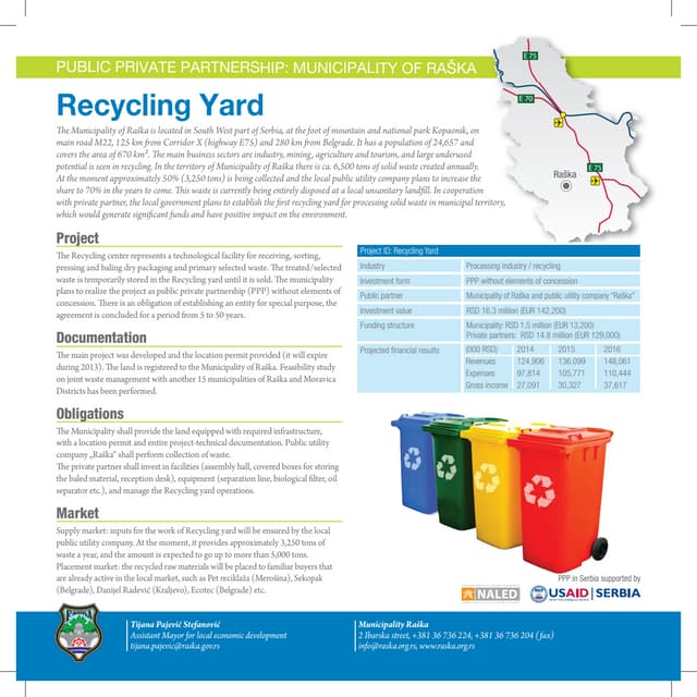 Municipality of Raška - Public private partnership: Recycling yard