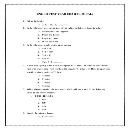 Engro test year 2003