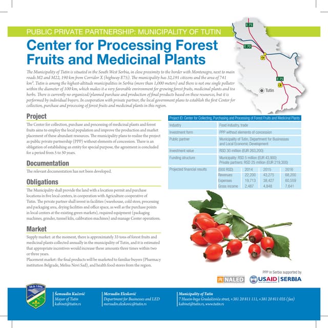 Municipality of Tutin - Public private partnership: Center for processing for...