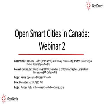 Open Smart Cities in Canada - Webinar 2 - English