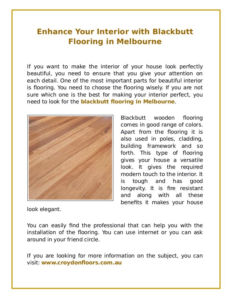 Enhance Your Interior With Blackbutt Flooring In Melbourne