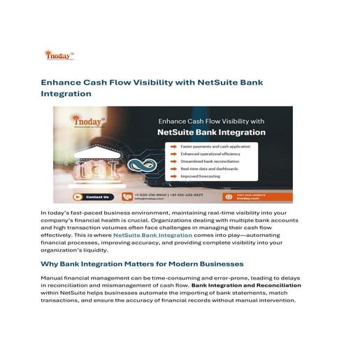Enhance Cash Flow Visibility with NetSuite Bank Integration