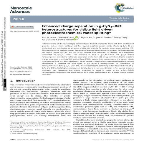 Enhanced charge separation in g-C3N4–BiOI heterostructures for visible ...