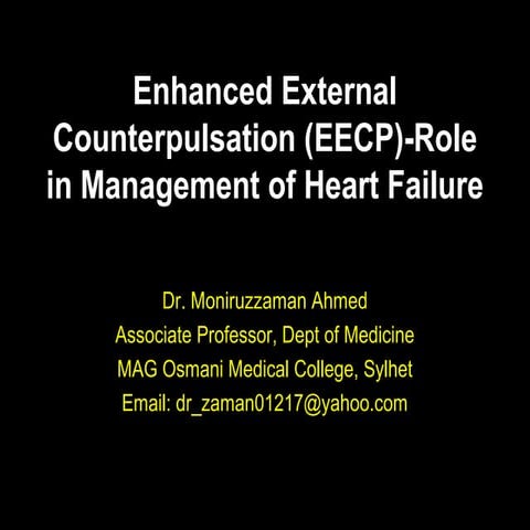 Enhanced external counterpulsation (eecp) role in