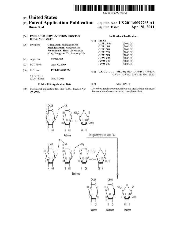 Enhanced fermentation process using molasses