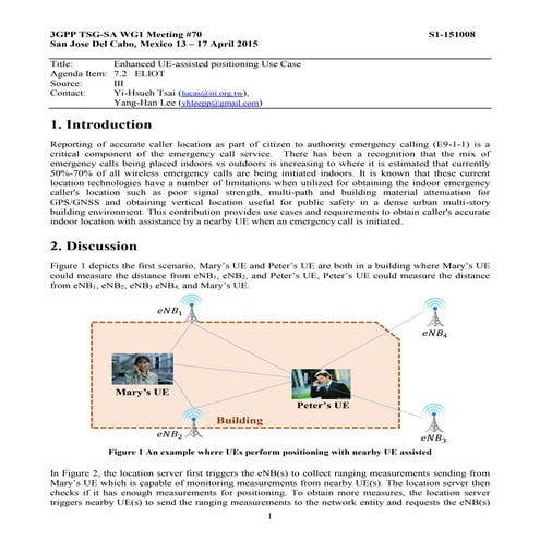 Enhanced ue assisted positioning use case (s1-151008)