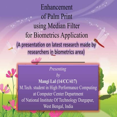 Enhancement of Palmprint using Median Filter for Biometrics Application
