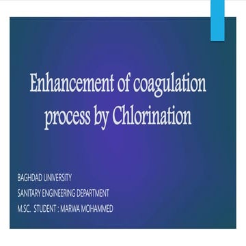 Enhancement of coagulation process by chlorination