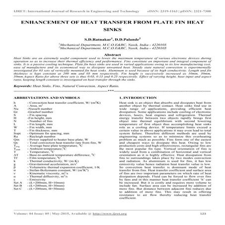 Enhancement of heat transfer from plate fin heat sinks