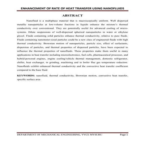 Enhancement of rate of heat transfer using nanofluids