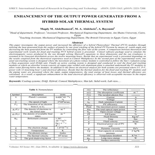 Enhancement of the output power generated from a hybrid solar thermal system