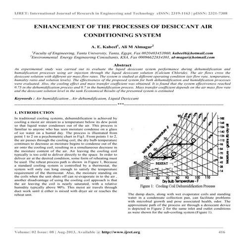 Enhancement of the processes of desiccant air