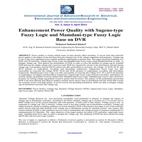 Enhancement Power Quality with Sugeno-type Fuzzy Logic and Mamdani-type Fuzzy...