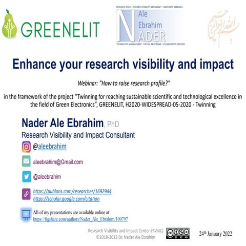 Enhance your research visibility and impact, Webinar: “How to raise research ...