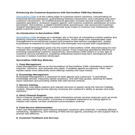 Enhancing the Customer Experience with ServiceNow CSM Key Modules