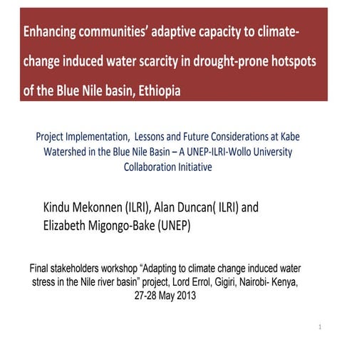 Enhancing communities’ adaptive capacity to climate-change induced water scar...