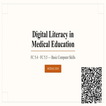 Digital Literacy in Medical Education - Foundation Course Module