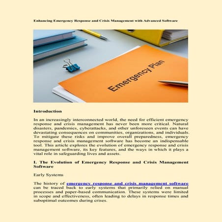 Emergency Response & Crisis Management for Resilience | PDF