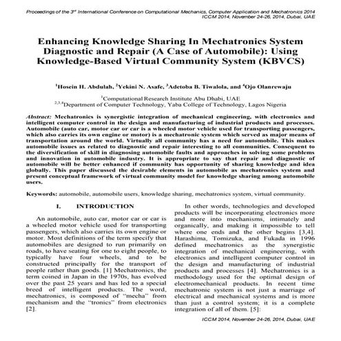 Enhancing knowledge sharing in mechatronics system diagnostic and repair (a c...