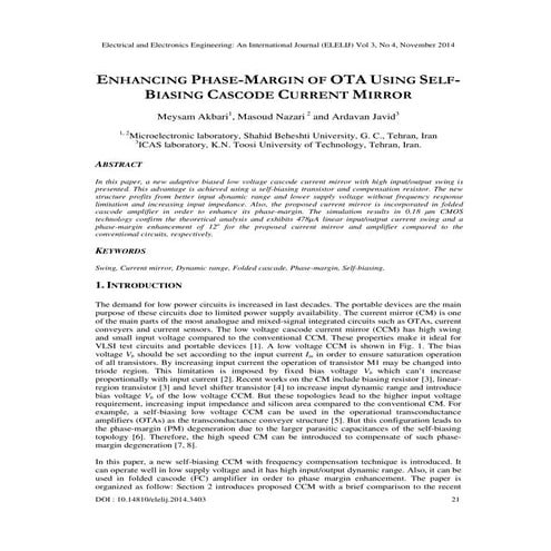 Enhancing phase margin of ota using self biasing