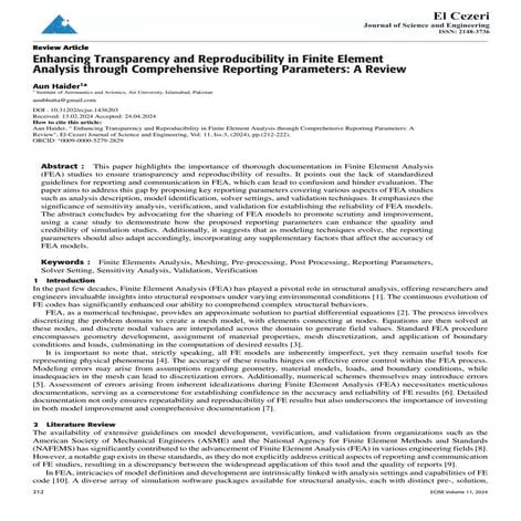 Enhancing Transparency and Reproducibility in Finite Element Analysis through...