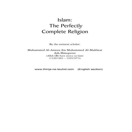 En islam the perfectly complete religion