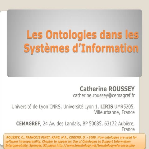 Les Ontologies dans les Systèmes d’Information