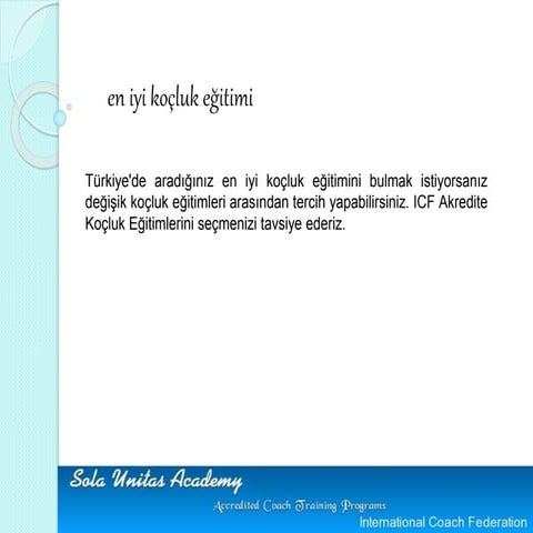 En iyi koçluk eğitimi