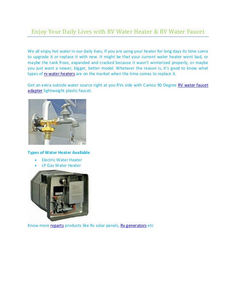 Enjoy Your Daily Lives With Rv Water Heater Rv Water Faucet