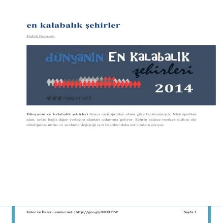 En kalabalik sehirler