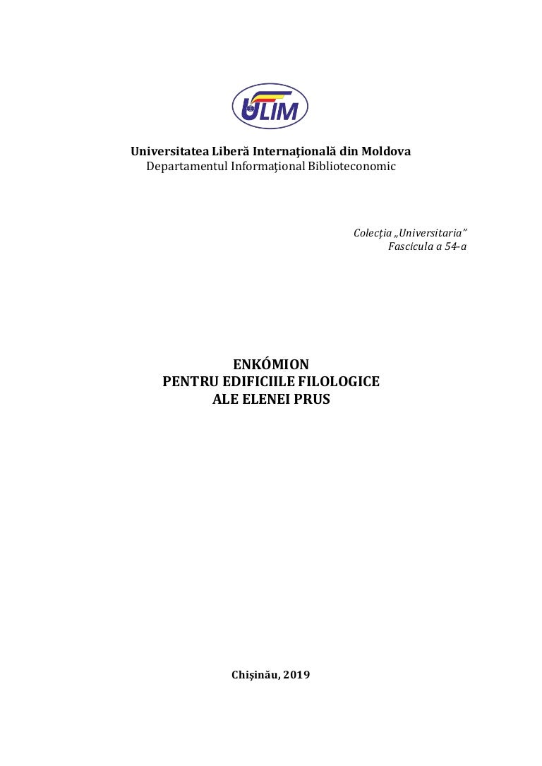 Enkomion Pentru Edificiile Filologice Ale Elenei Prus