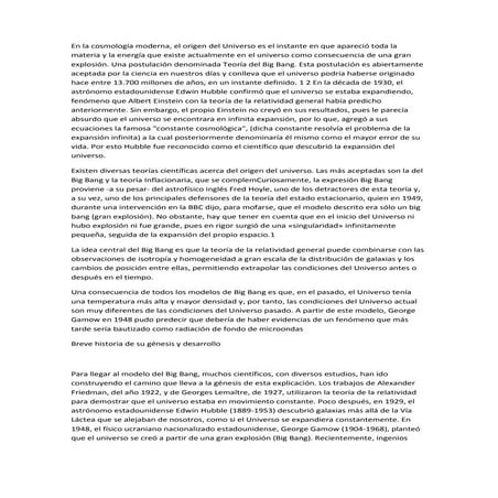 En la cosmología moderna