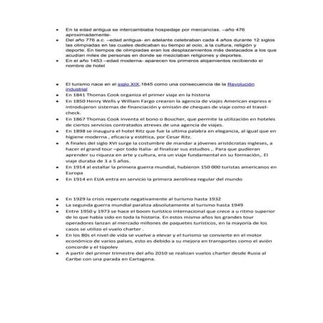 Linea del tiempo del turismo