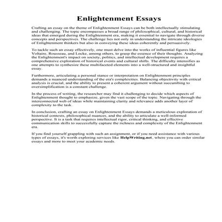 Enlightenment Essays.pdfEnlightenment Essays.  Free Essay Example on the Lite...
