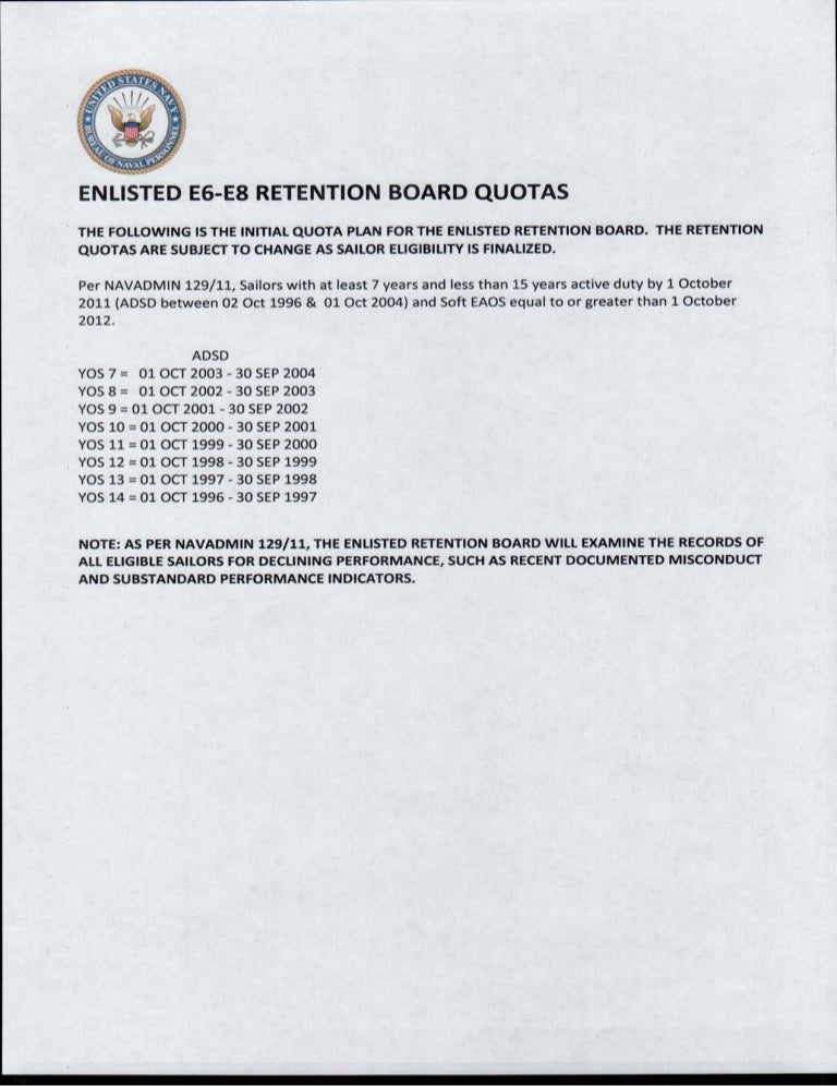 Enlisted e6 e8 quotas