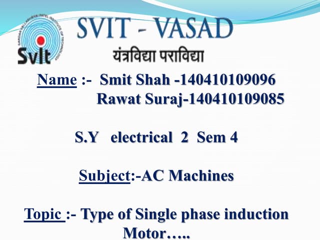 Type of Single phase induction Motor
