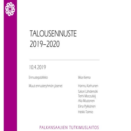 Talousennuste vuosille 2019–2020 | Kuvio- ja taulukkopaketti