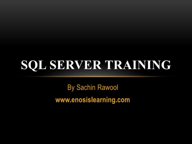 SQL SERVER Training in Pune Slides