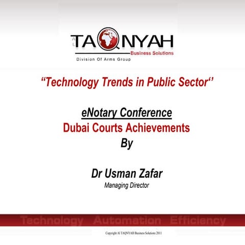 Technology Trends in Public Sector- eNotary Conference 2011