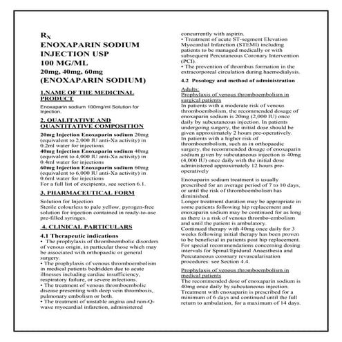 Enoxaparin sodium 100mgml solution for injection smpc taj ...