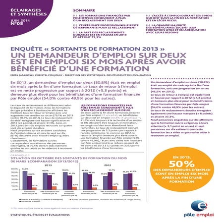 Formation : que sont devenus les bénéficiaires en 2013 ?