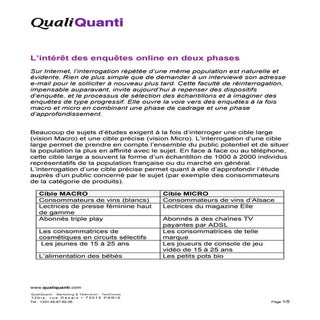 L'intéret des enquetes en deux phases