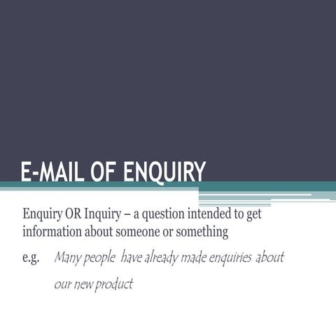 Email of Enquiry